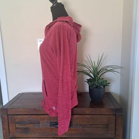 Tuff Athletics Activewear Top Pink Size Medium Long Sleeved Hooded Top Yoga - Picture 4 of 11